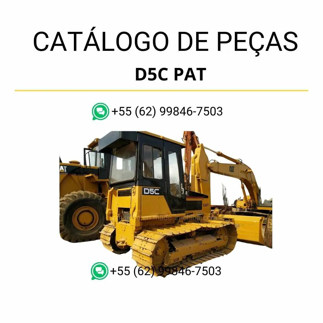 Catálogo de peças Caterpillar D5C PAT em PDF com ilustrações técnicas detalhadas e identificação completa dos componentes originais do bulldozer.