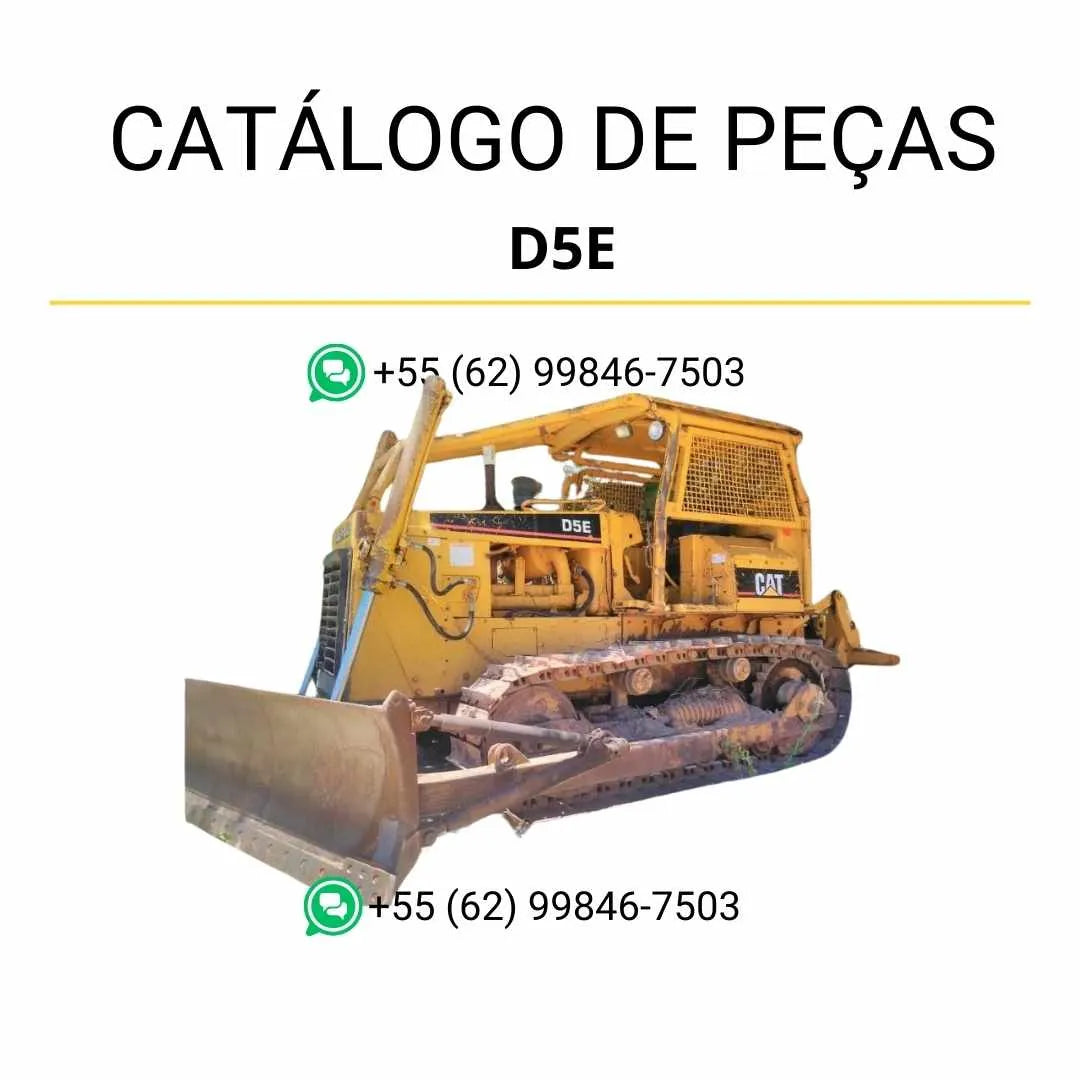 Catálogo de peças Caterpillar D5E em PDF com ilustrações técnicas detalhadas e identificação precisa dos componentes originais do trator de esteira.
