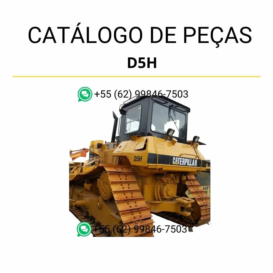 Catálogo de peças Caterpillar D5H em PDF com ilustrações técnicas e lista completa de componentes originais do trator de esteira.