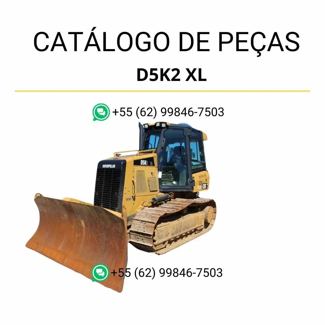 Catálogo de peças Caterpillar D5K2 XL em PDF com diagramas detalhados e lista completa de componentes originais do trator de esteira.