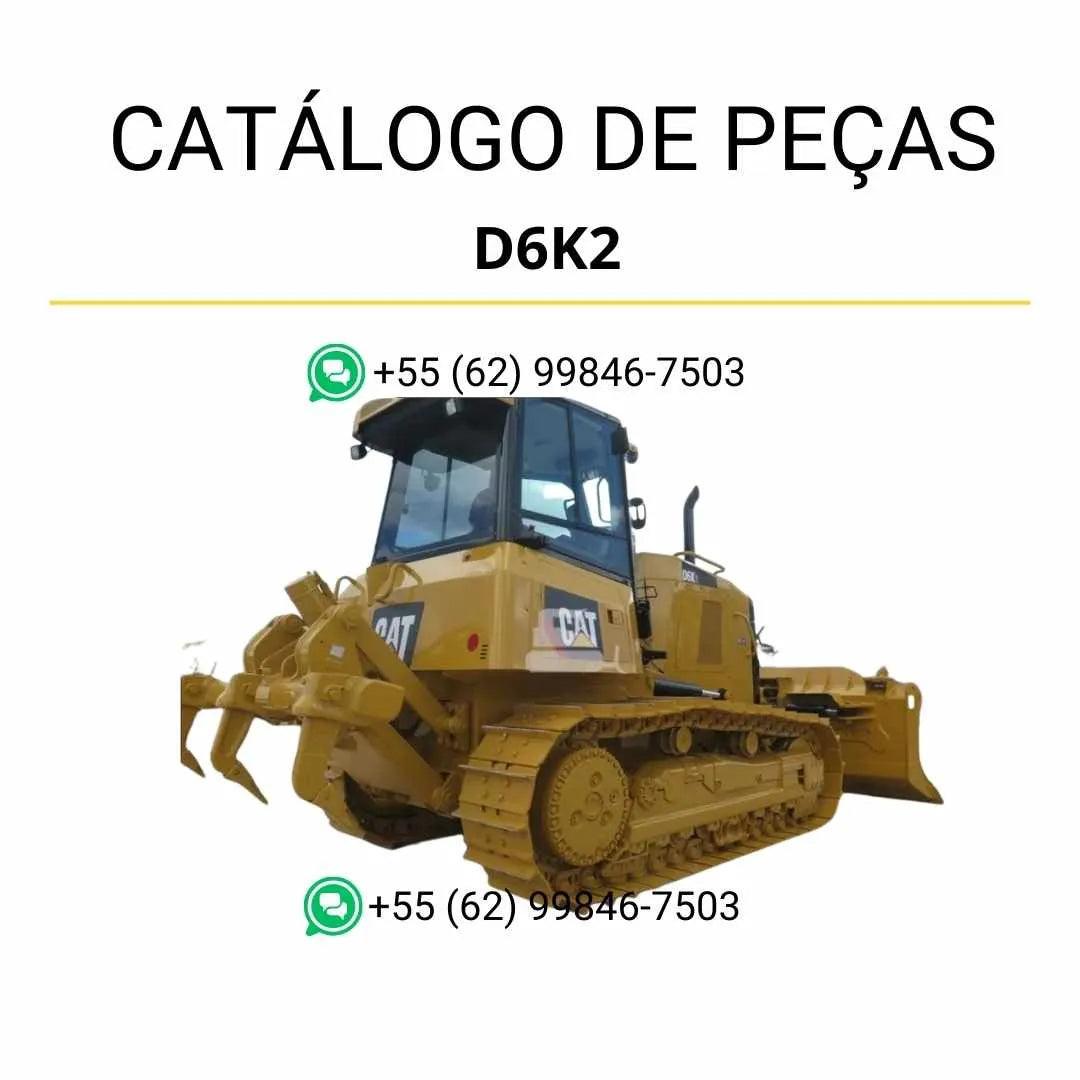 Catálogo de peças Caterpillar D6K2 em PDF com diagramas técnicos completos e lista detalhada de componentes originais do trator de esteira.