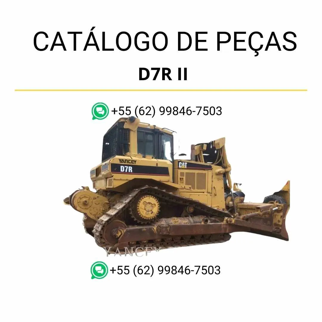 Catálogo de peças Caterpillar D7R II em PDF com ilustrações técnicas detalhadas e referências completas de componentes originais do trator.
