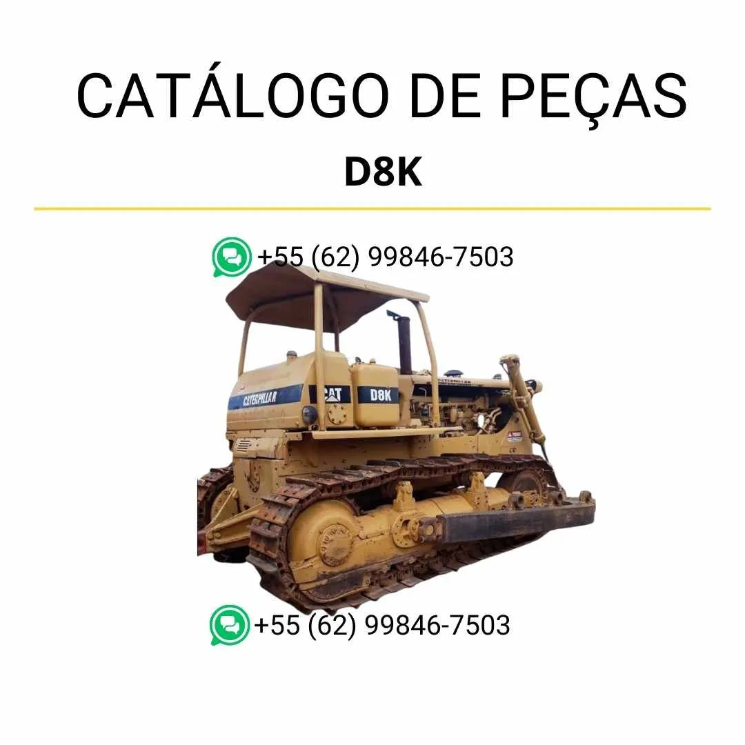 Catálogo de peças Caterpillar D8K em PDF com diagramas detalhados e identificação completa de componentes originais do trator de esteira.