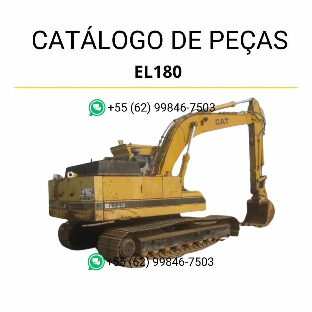 Catálogo de peças Caterpillar EL180 Escavadeira em PDF com diagramas técnicos completos e lista detalhada de componentes originais para manutenção.