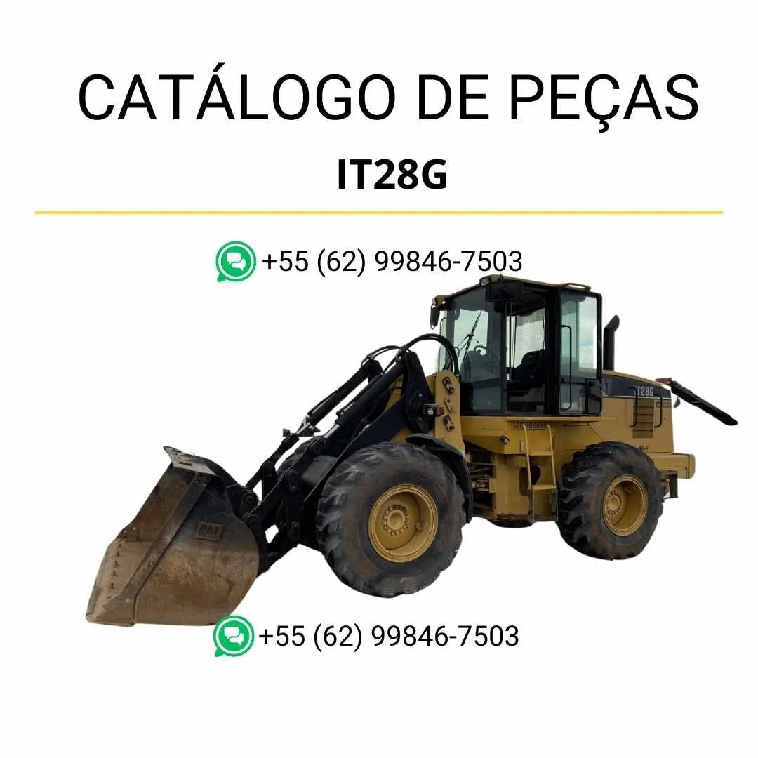 Catálogo de peças da pá carregadeira Caterpillar IT28G em PDF, com diagramas técnicos detalhados e lista completa de componentes originais.