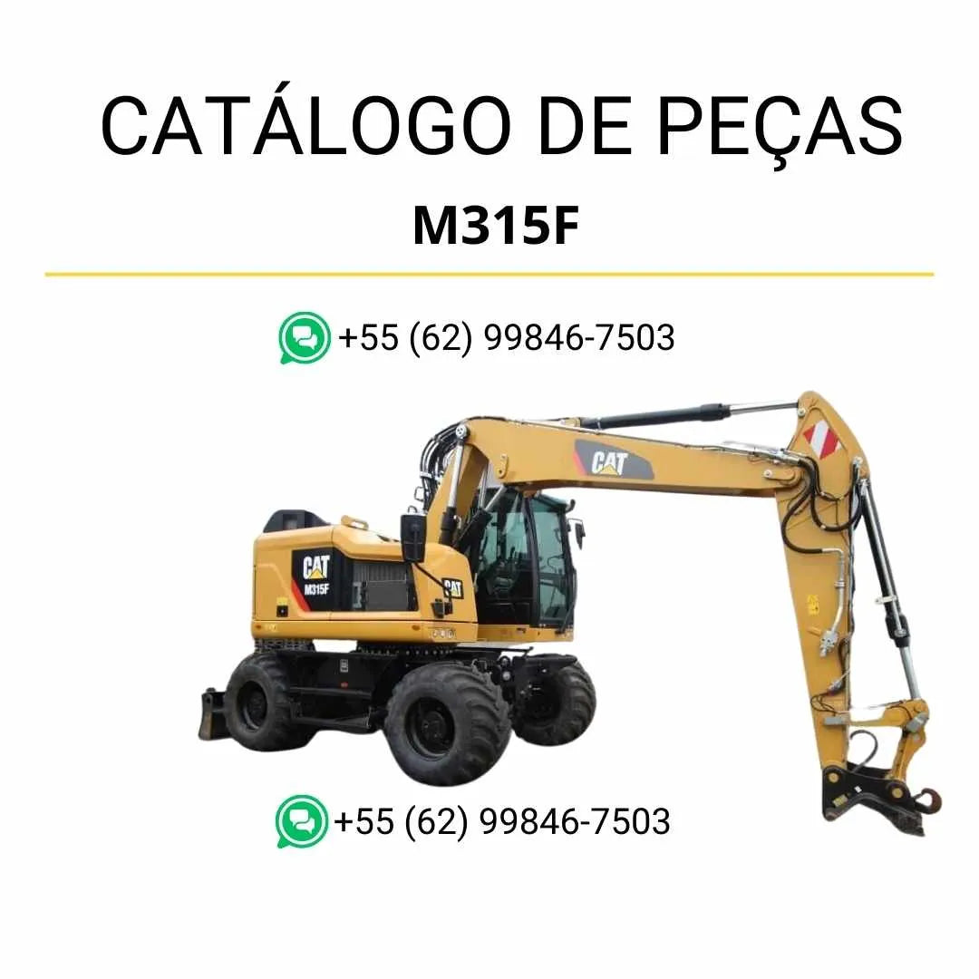 Catálogo de peças Caterpillar M315F Escavadeira em PDF com ilustrações técnicas precisas e lista completa de componentes originais.