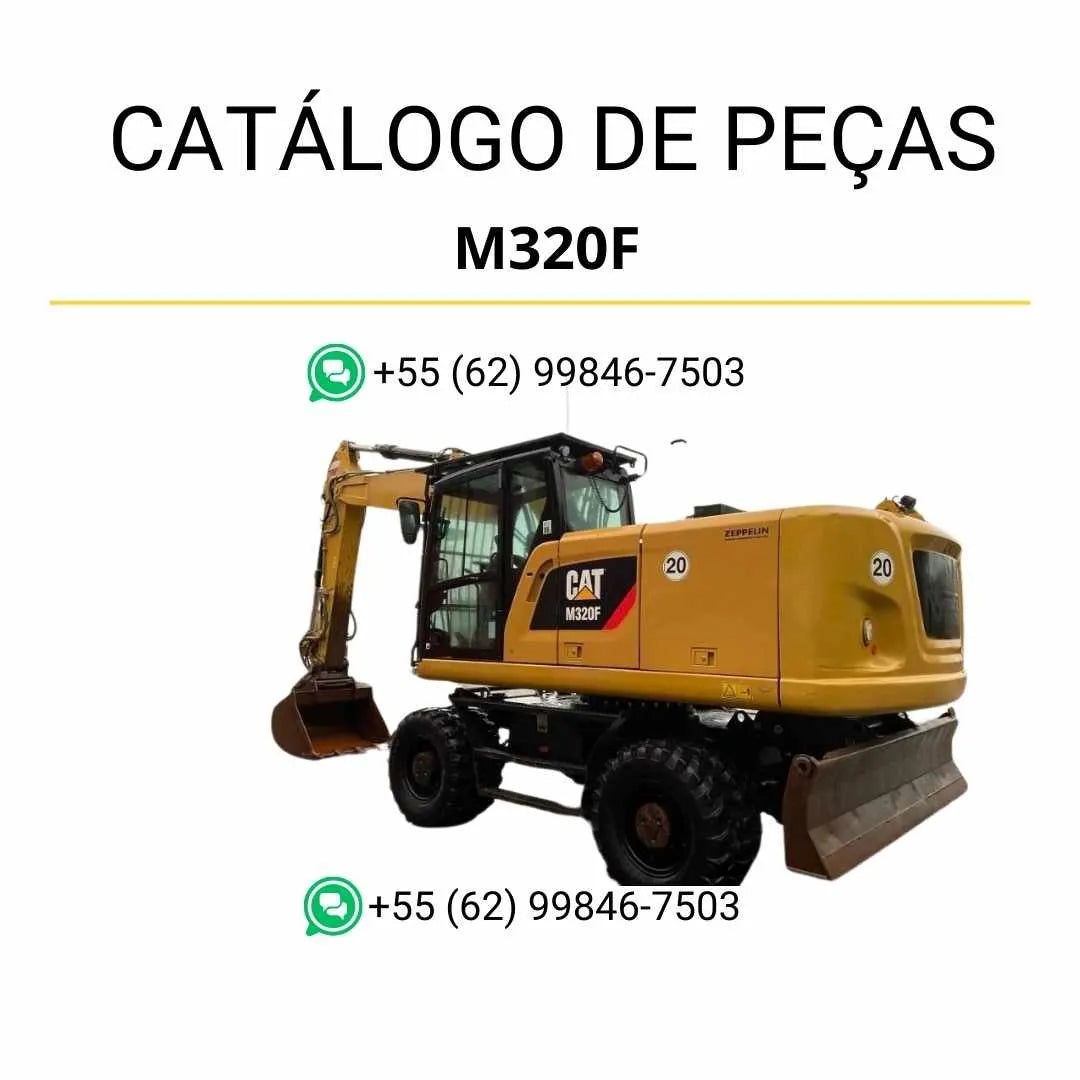 Catálogo de peças Caterpillar M320F em PDF com diagramas técnicos precisos e lista completa de componentes da escavadeira de rodas.