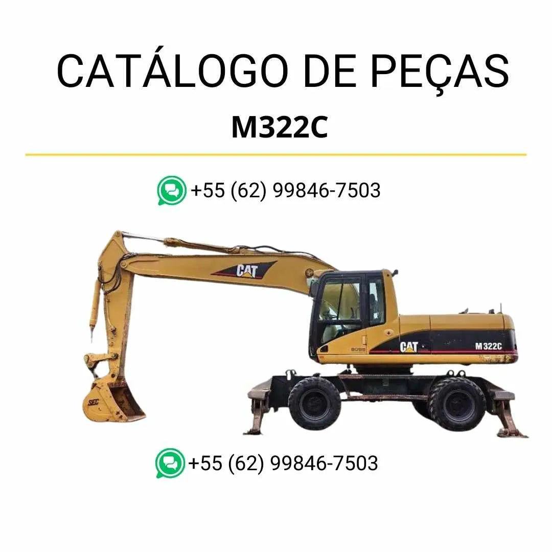 Catálogo de peças Caterpillar M322C em PDF com ilustrações técnicas detalhadas e lista completa de componentes originais da escavadeira de rodas.