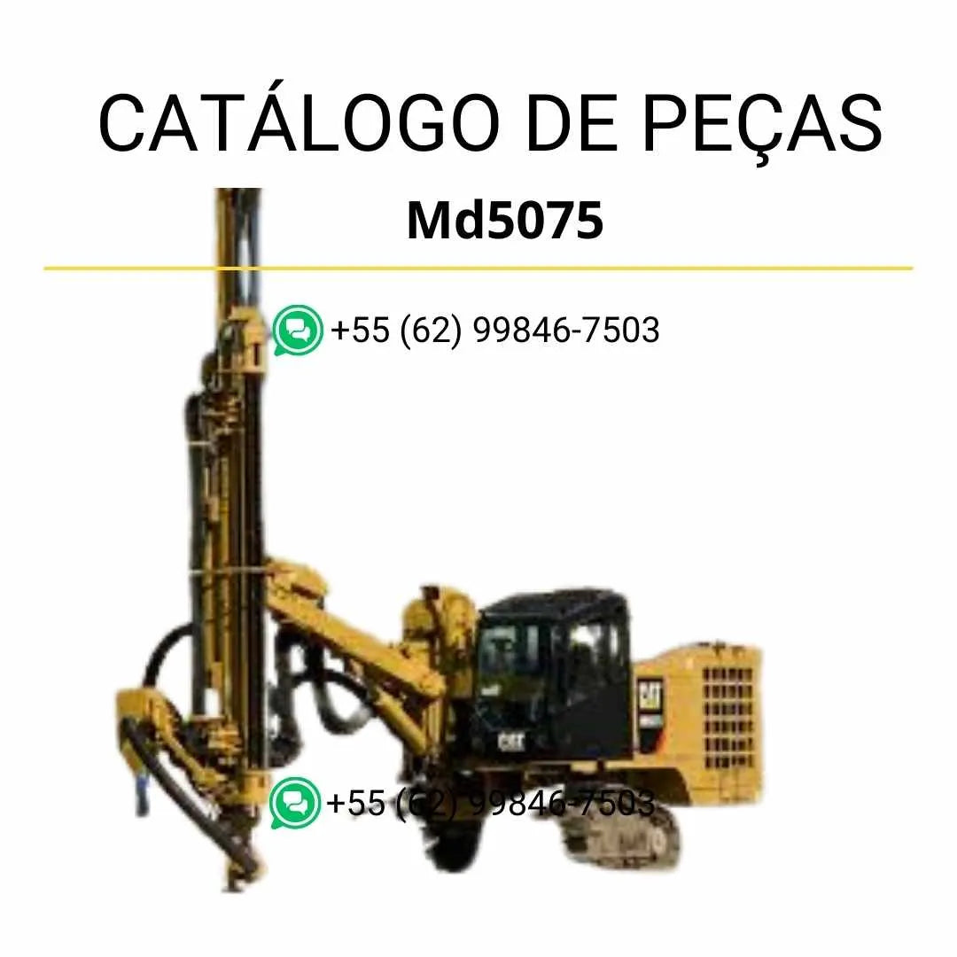 Catálogo de peças da perfuratriz Caterpillar MD5075 em PDF com ilustrações técnicas detalhadas e lista completa de componentes originais.