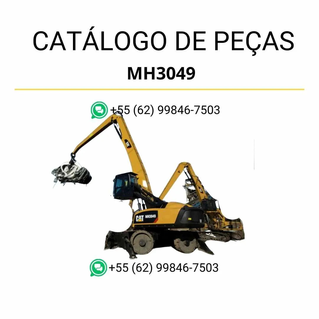 Catálogo de peças Caterpillar MH3049 material handler em PDF com ilustrações detalhadas, diagramas técnicos e identificação completa de componentes originais.