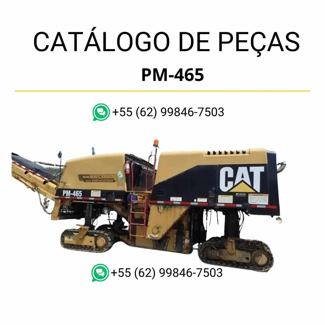 Catálogo de peças Caterpillar PM-465 em PDF com diagramas detalhados e relação completa de componentes originais da fresadora de asfalto.