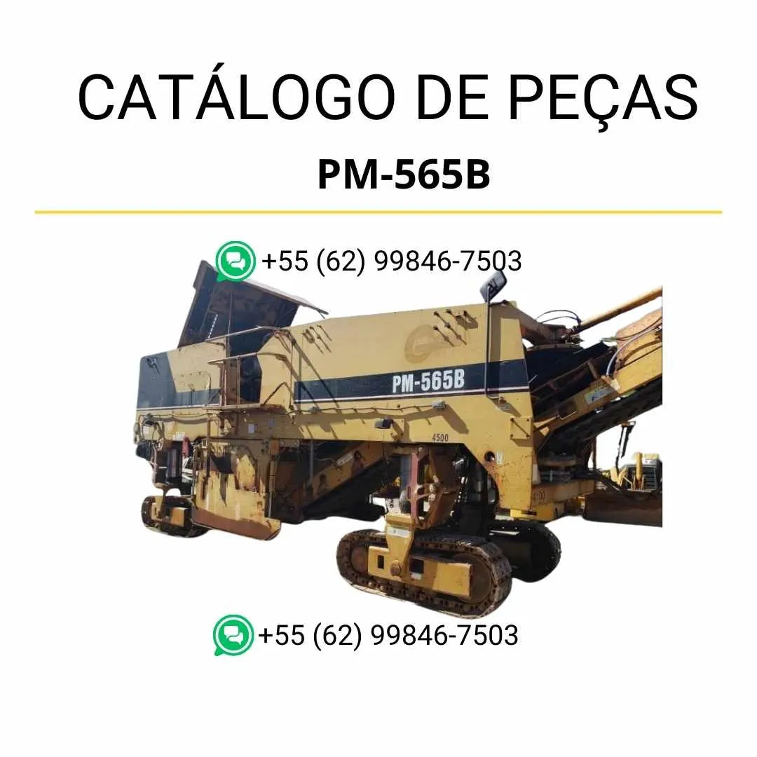 Catálogo de peças Caterpillar PM-565B em PDF com diagramas técnicos e lista detalhada de componentes da fresadora de asfalto.