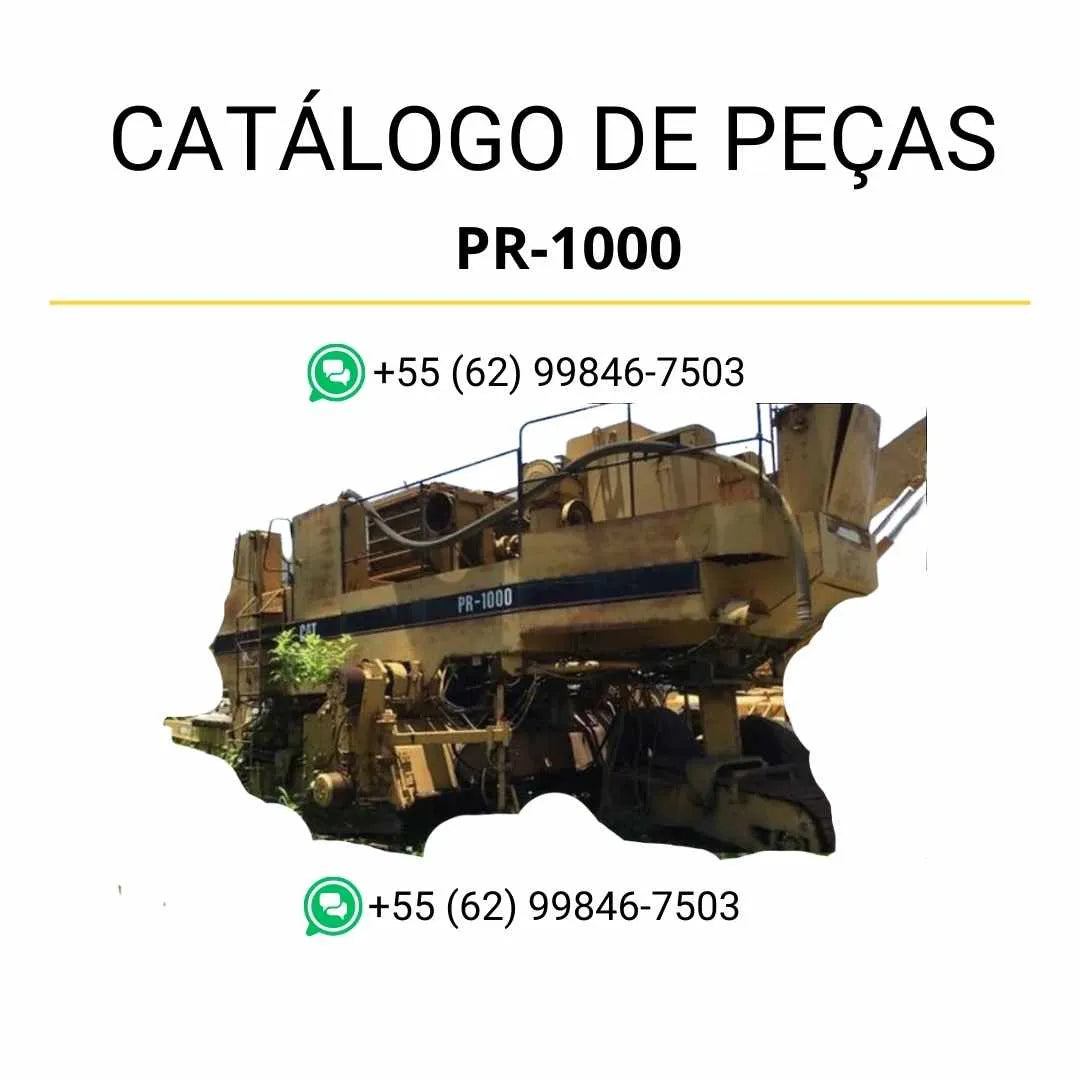 Catálogo de peças Caterpillar PR-1000 em PDF com diagramas técnicos e lista completa de componentes da fresadora de asfalto.