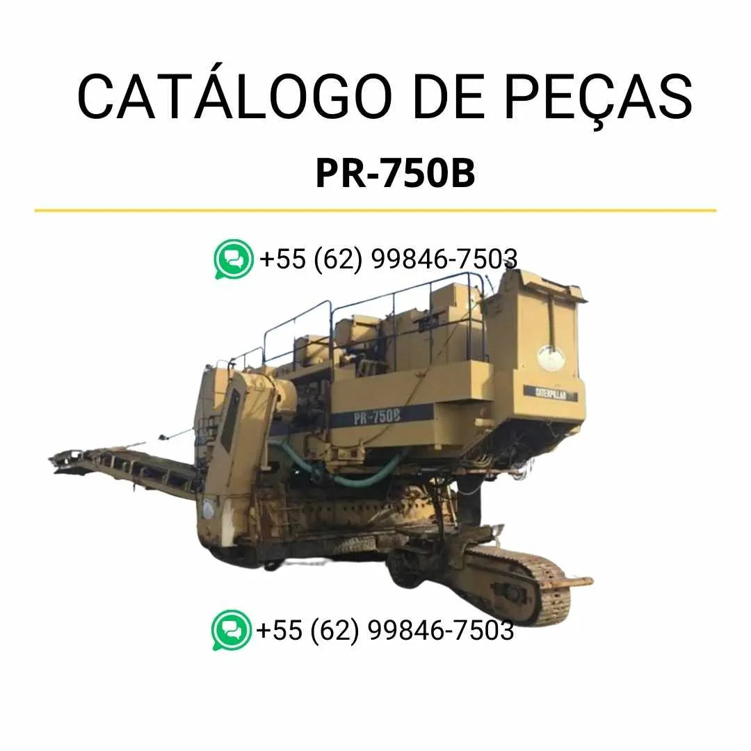 Catálogo de peças Caterpillar PR-750B em PDF com ilustrações técnicas e lista completa de componentes da fresadora de asfalto.