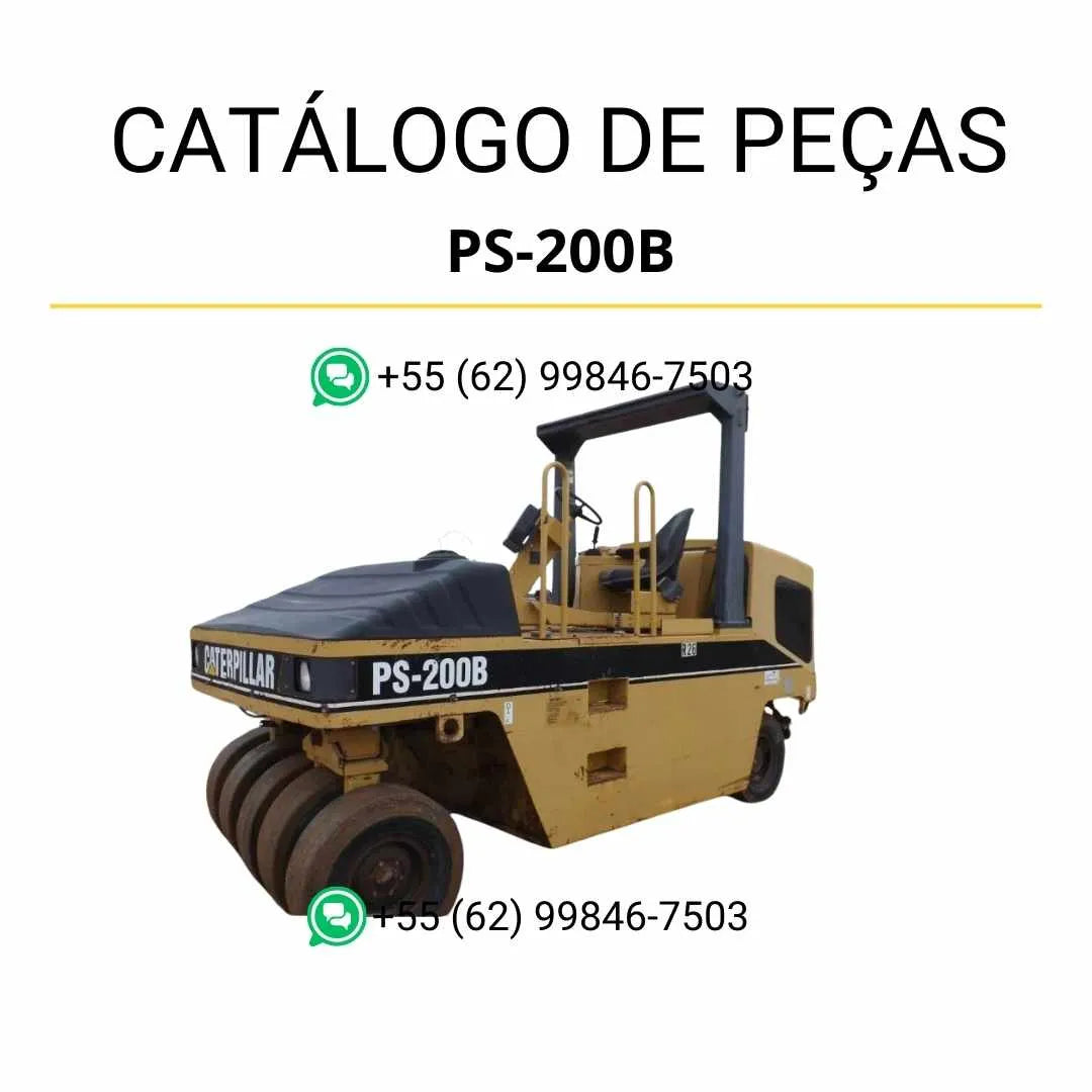 Catálogo de peças Caterpillar PS-200B em PDF com diagramas ilustrados e lista completa de componentes originais do rolo compactador pneumático.