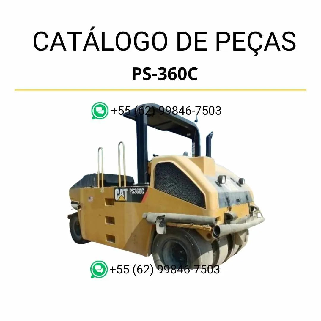 Catálogo de peças Caterpillar PS-360C em PDF com diagramas ilustrados e lista completa de componentes originais do rolo compactador pneumático.