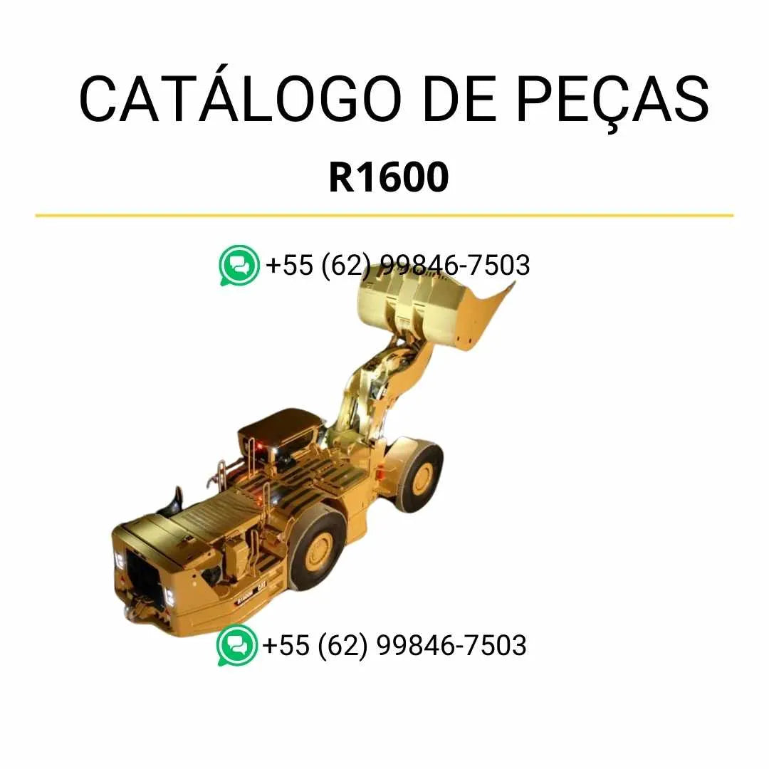 Catálogo de peças Caterpillar R1600 carregadeira subterrânea em PDF com diagramas detalhados, códigos originais e ilustrações técnicas precisas dos componentes.