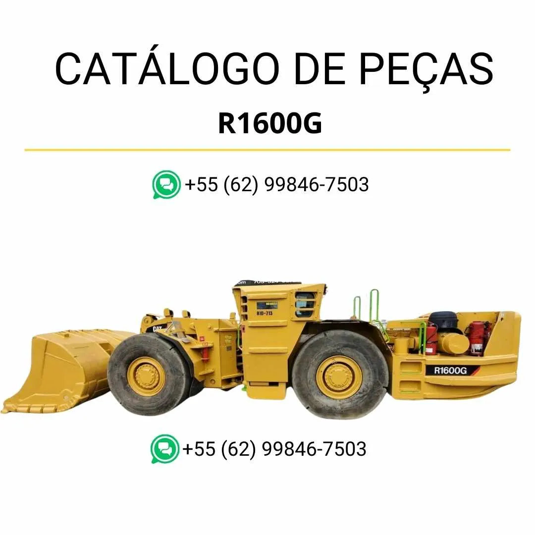Catálogo de peças Caterpillar R1600G carregadeira subterrânea em PDF com vistas explodidas, códigos originais e ilustrações técnicas de cada componente.