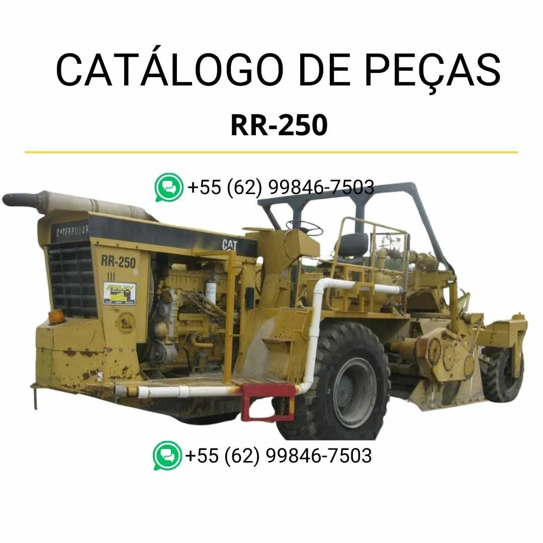 Catálogo de peças Caterpillar RR-250 em PDF com diagramas técnicos e lista detalhada de componentes originais da recuperadora de estradas.