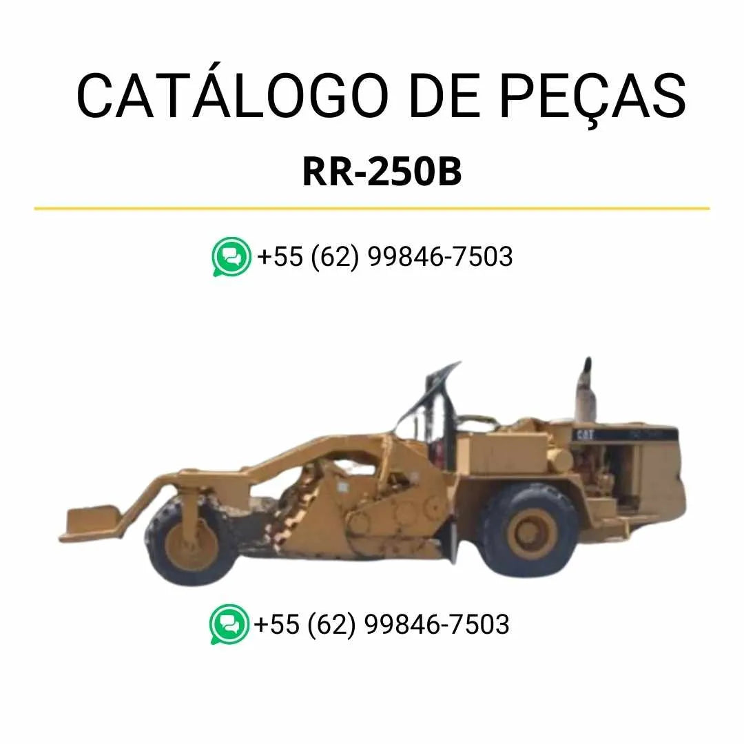 Catálogo de peças Caterpillar RR-250B em PDF com ilustrações técnicas detalhadas e lista completa de componentes originais da recuperadora de estradas.