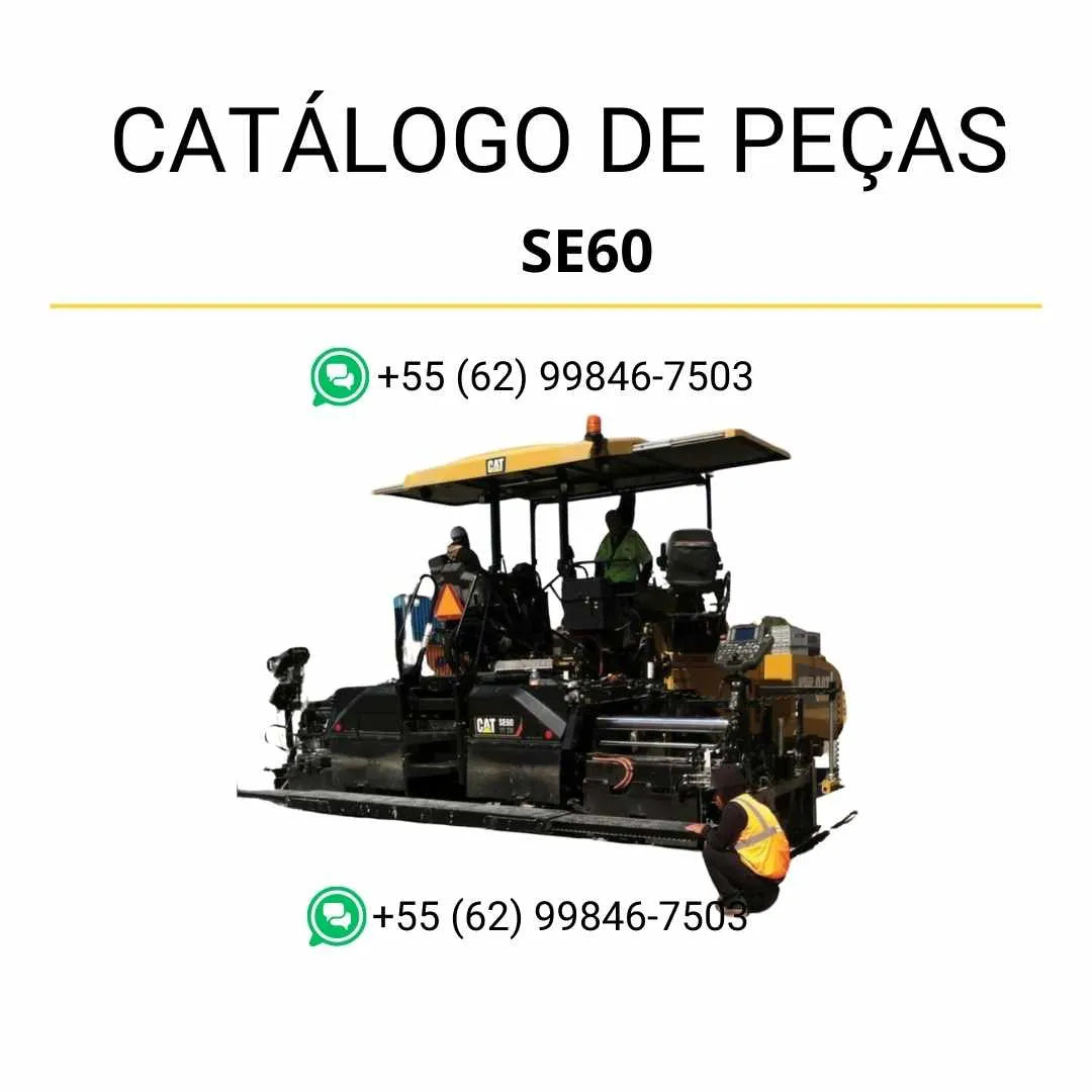 Catálogo de peças Caterpillar SE60 V XW em PDF com ilustrações técnicas completas da pavimentadora de asfalto e lista detalhada de componentes originais.