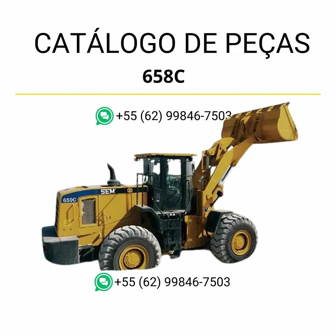 Catálogo de peças da carregadeira de rodas Caterpillar SEM 658C em PDF, com ilustrações técnicas detalhadas e identificação completa dos componentes.