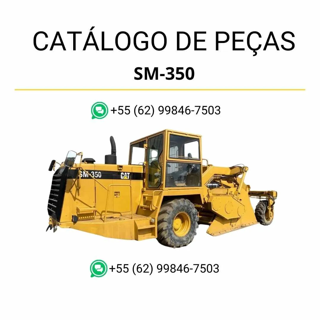 Catálogo de peças Caterpillar SM-350 em PDF com diagramas ilustrados e lista completa de componentes originais da recuperadora de estradas.