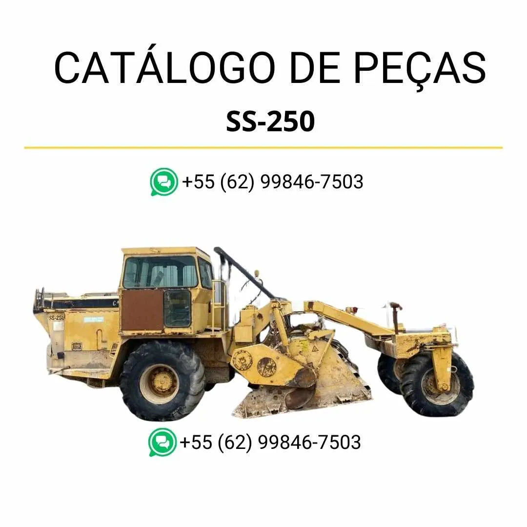 Catálogo de peças Caterpillar SS-250 em PDF com ilustrações técnicas detalhadas e lista completa de componentes originais do estabilizador de solo.