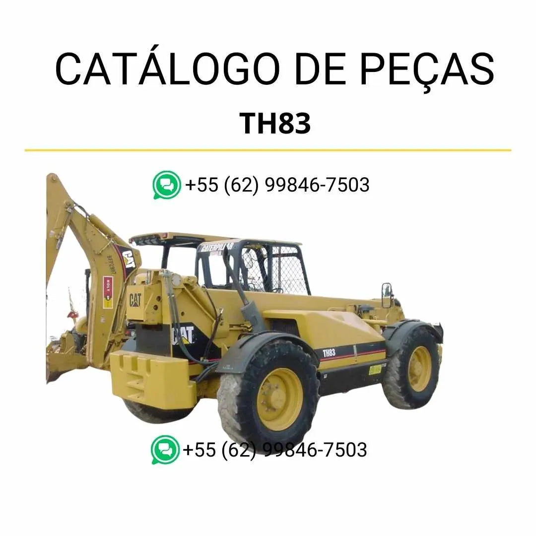 Catálogo de peças Caterpillar TH83 em PDF com diagramas técnicos precisos e lista completa de componentes originais do manipulador telescópico.