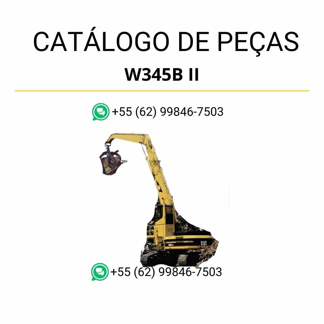 Catálogo de peças Caterpillar W345B II em PDF com diagramas técnicos e identificação completa dos componentes do manipulador de materiais.