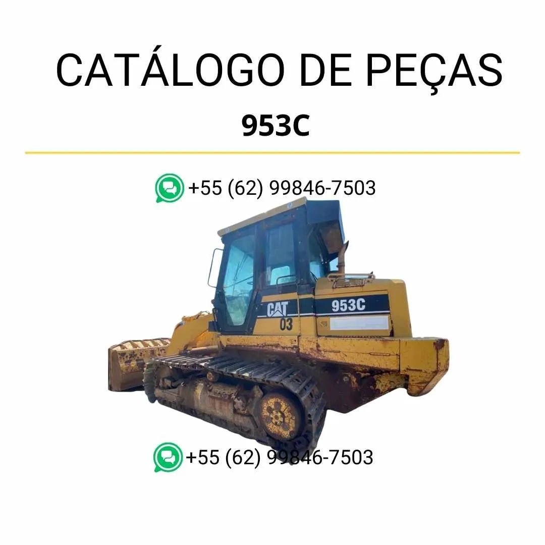 Catálogo de peças Caterpillar 953D em PDF com ilustrações técnicas detalhadas e lista completa de componentes originais para manutenção da carregadeira de esteira.