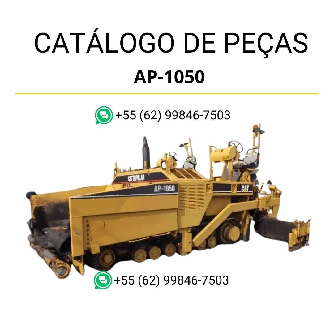 Catálogo de peças Caterpillar AP1050B em PDF com ilustrações técnicas precisas e lista detalhada dos componentes originais da pavimentadora de asfalto.
