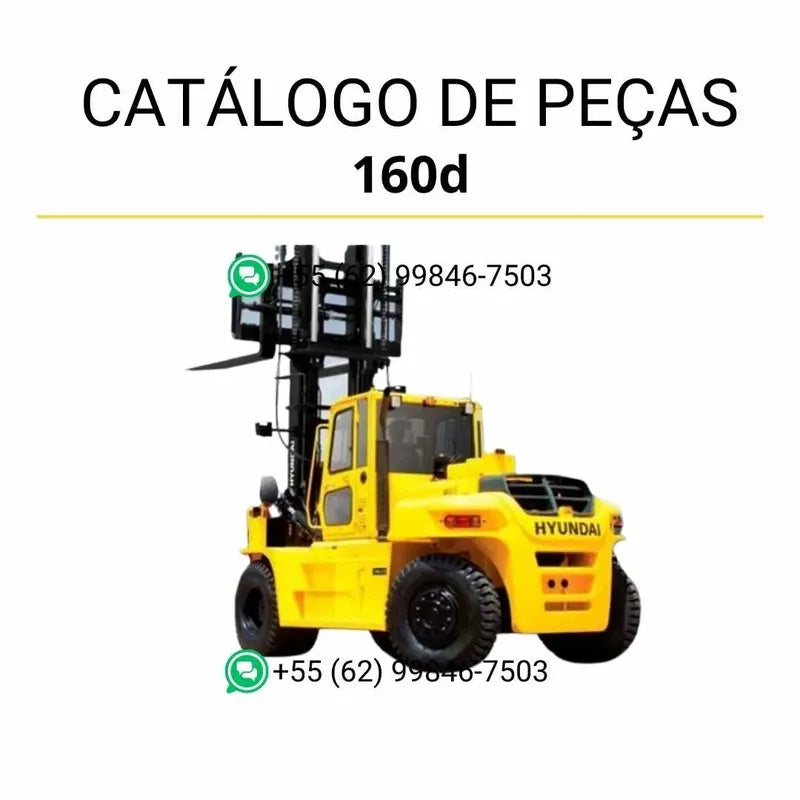 Catálogo de peças Hyundai 100D-120D-135D-160D em PDF com diagramas técnicos detalhados e lista completa de componentes originais da empilhadeira.