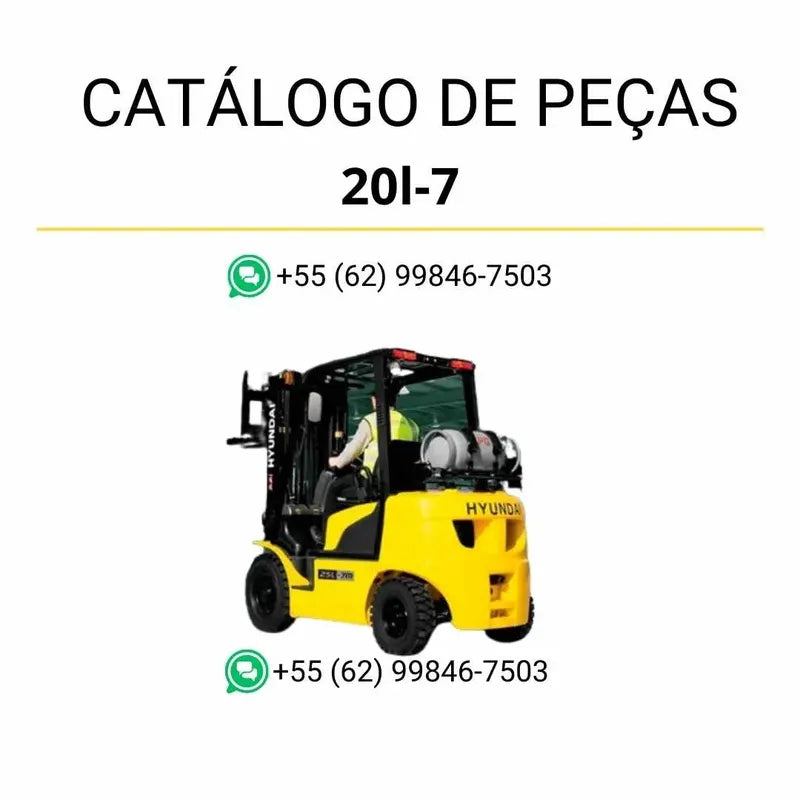 Catálogo de peças da empilhadeira Hyundai 20L-7 em PDF, com diagramas técnicos ilustrados e lista completa de componentes originais.