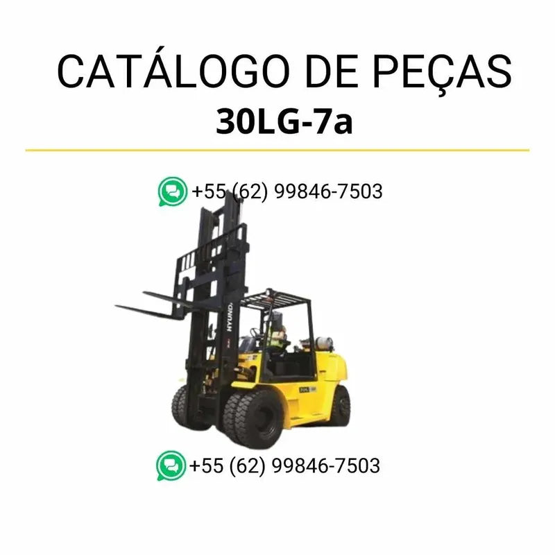 Catálogo de peças Hyundai 25LG e 30LG-7A em inglês, PDF detalhado com diagramas técnicos e lista completa de componentes originais da empilhadeira.