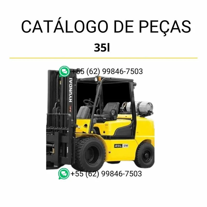 Catálogo de peças das empilhadeiras Hyundai 35L, 40L e 45L-7 em inglês, PDF completo com diagramas técnicos e lista detalhada de componentes originais.
