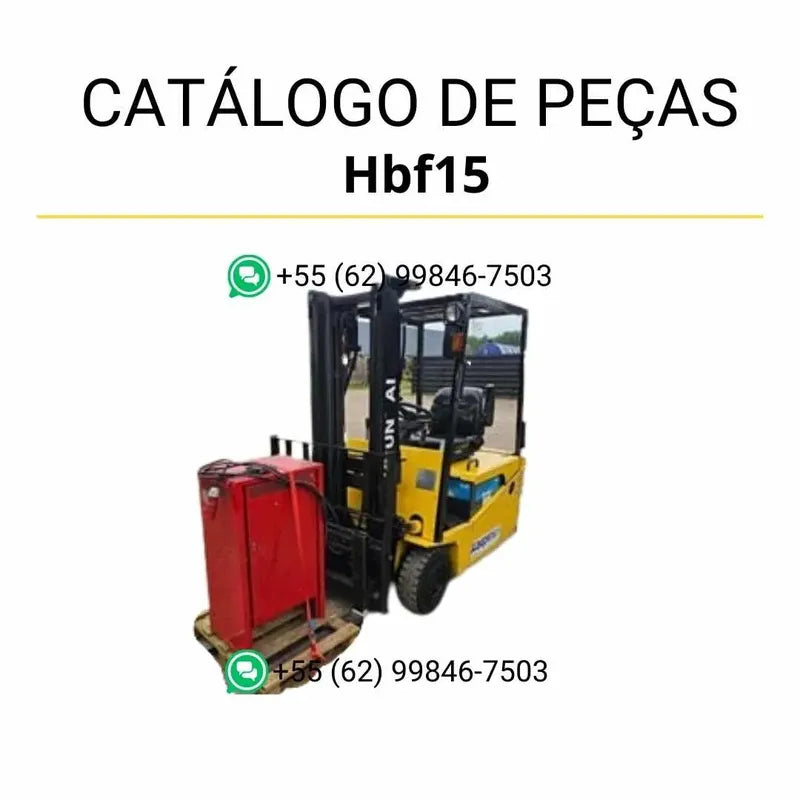 Catálogo de peças Hyundai HBF15 e HBF18 III em inglês, PDF ilustrado com diagramas técnicos e lista completa de componentes originais.