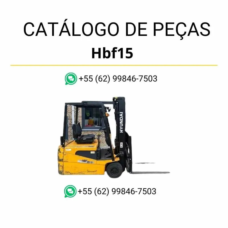 Catálogo de peças das empilhadeiras Hyundai HBF15 e HBF18T-5 em PDF, com diagramas técnicos ilustrados e lista completa de componentes originais.