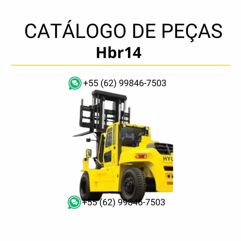 Catálogo de peças Hyundai HBR14-15-18-7 em inglês (PDF) com diagramas técnicos e lista completa de componentes da empilhadeira.