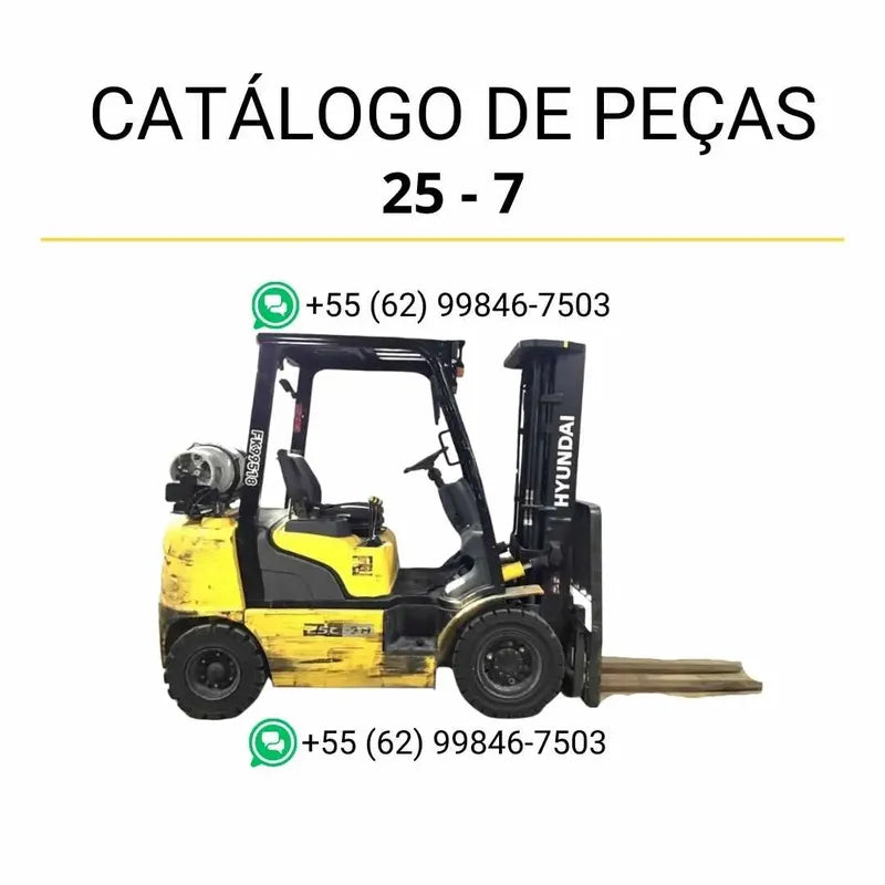 Catálogo de peças Hyundai HBR20 e HBR25-7 em inglês, PDF completo com diagramas técnicos detalhados e lista de componentes originais para manutenção.