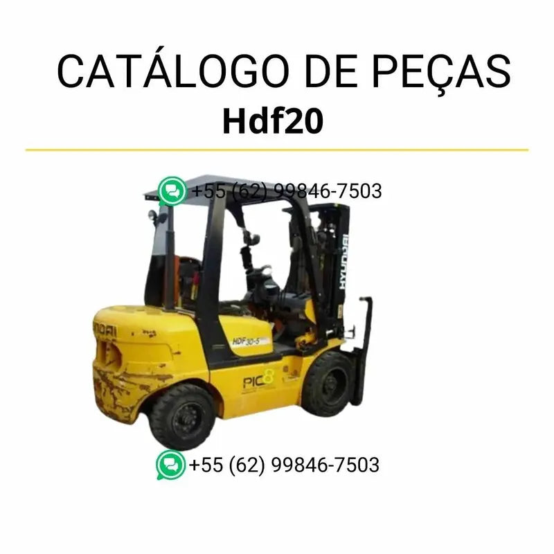 Catálogo de peças Hyundai HDF20-25-30-5 em inglês (PDF) com diagramas ilustrados e identificação precisa dos componentes originais da empilhadeira.