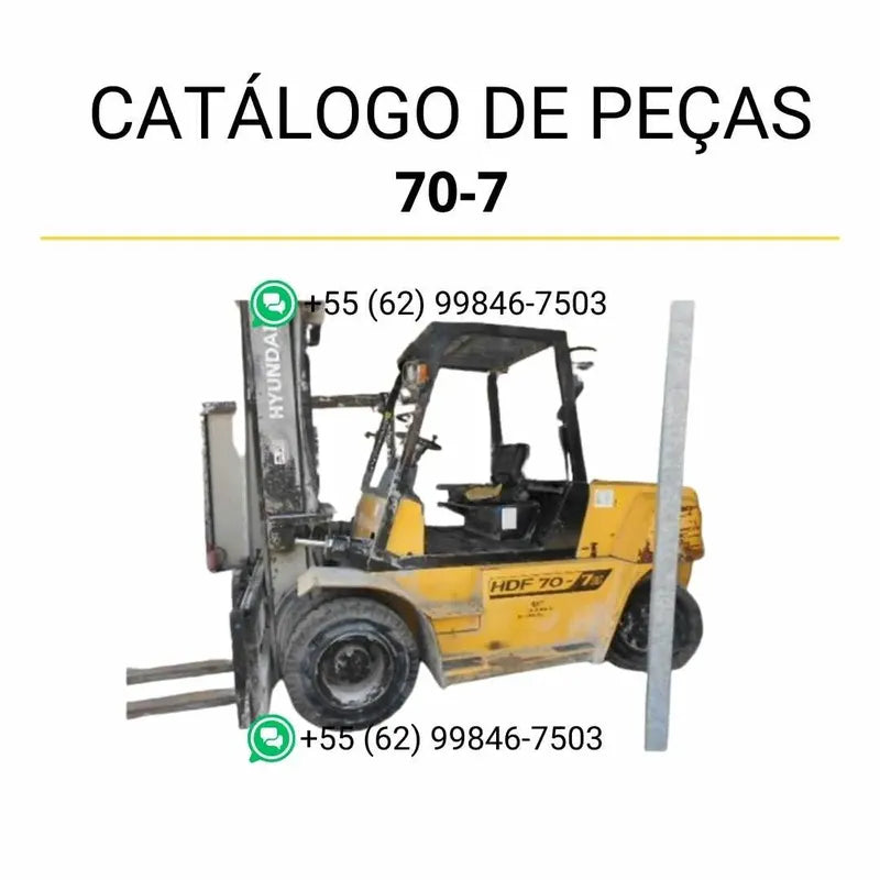 Catálogo de peças Hyundai HDF50/70-7 em PDF com ilustrações técnicas e identificação completa dos componentes originais da empilhadeira.