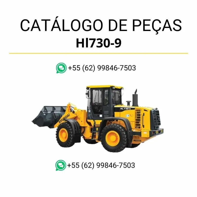 Catálogo de peças Hyundai HL730-9 em inglês, com diagramas técnicos completos, ilustrações detalhadas e lista de componentes originais em formato PDF.