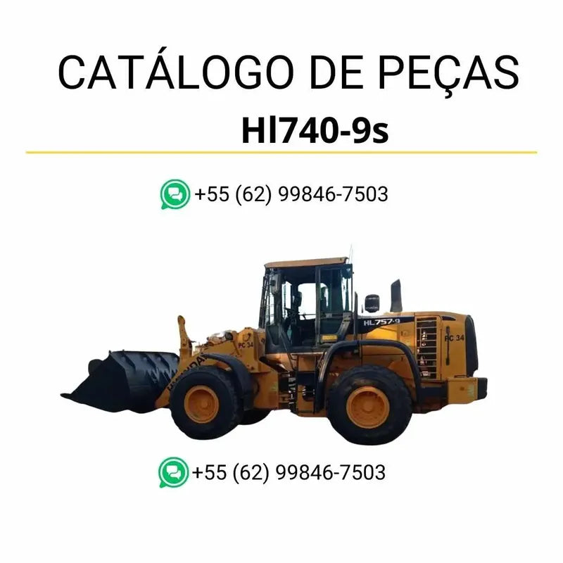 Catálogo de peças da pá carregadeira Hyundai HL757-9S em inglês, PDF ilustrado com diagramas técnicos e lista completa de componentes originais.