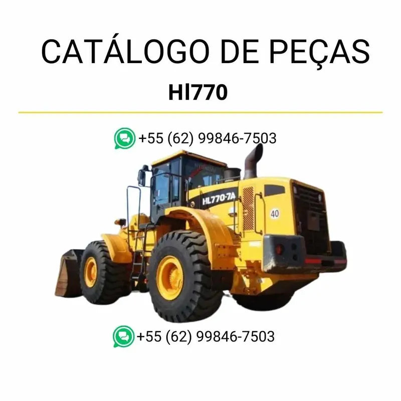 Catálogo de peças da pá carregadeira Hyundai HL770-7A em PDF, com diagramas técnicos e lista detalhada de componentes originais.