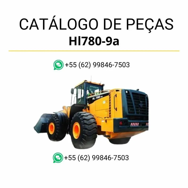 Catálogo de peças Hyundai HL780-9A em inglês, com diagramas técnicos completos, vistas explodidas e identificação precisa dos componentes em PDF.