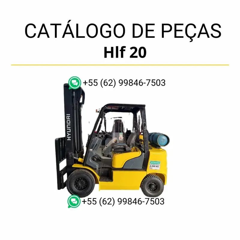 Catálogo de peças Hyundai HLF20, HLF25 e HLF30-5 em inglês, PDF completo com diagramas técnicos e lista detalhada de componentes originais.