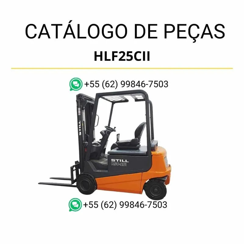 Catálogo de peças das empilhadeiras Hyundai HLF20CII, HLF25CII e HLF30CII em PDF, com diagramas detalhados e lista completa de componentes originais.