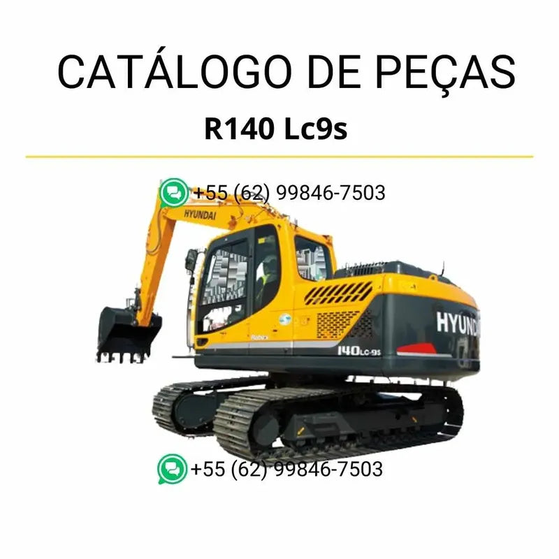Catálogo de peças da escavadeira Hyundai R140LC9S em PDF, com diagramas técnicos e lista detalhada de componentes originais.