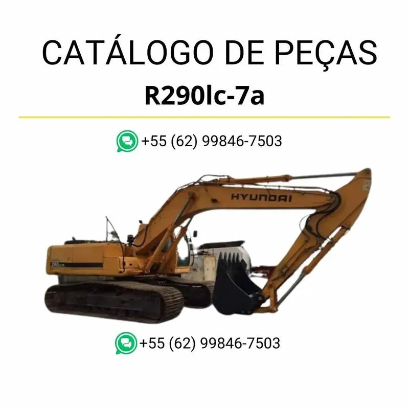Catálogo de peças da escavadeira Hyundai R290LC-7A em PDF, com ilustrações técnicas detalhadas e lista completa de componentes originais.